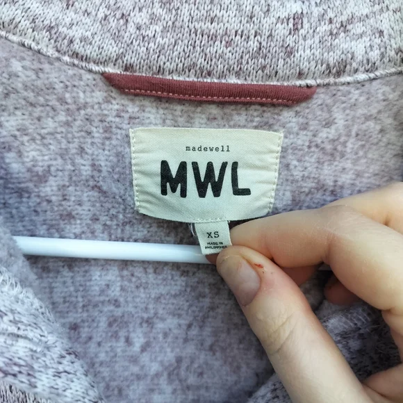 MWL Madewell (Re)sourced Sweater Fleece Shirt Jacket Heather Pale Thistle Brown - Picture 5 of 10